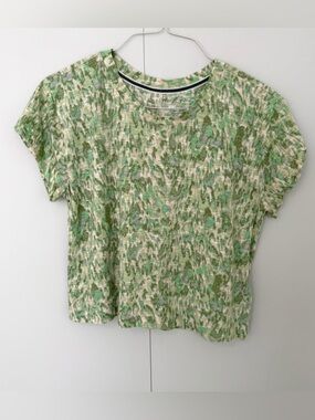 PILCRO x ANTHROPOLOGIE Green Slightly Cropped Cotton Tee